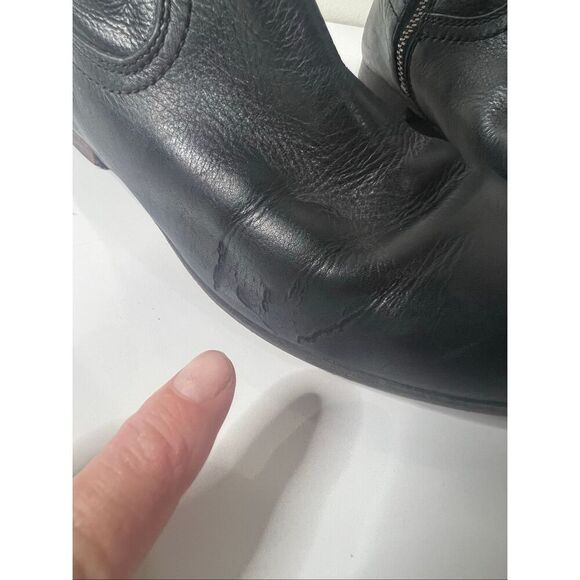 Frye Jillian Short Zip Leather Boots Black Sz 7 - Picture 2 of 12